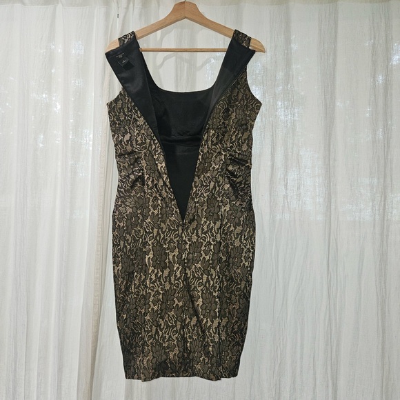 Ann Taylor Black and Gold Floral Midi Dress - Picture 3 of 4